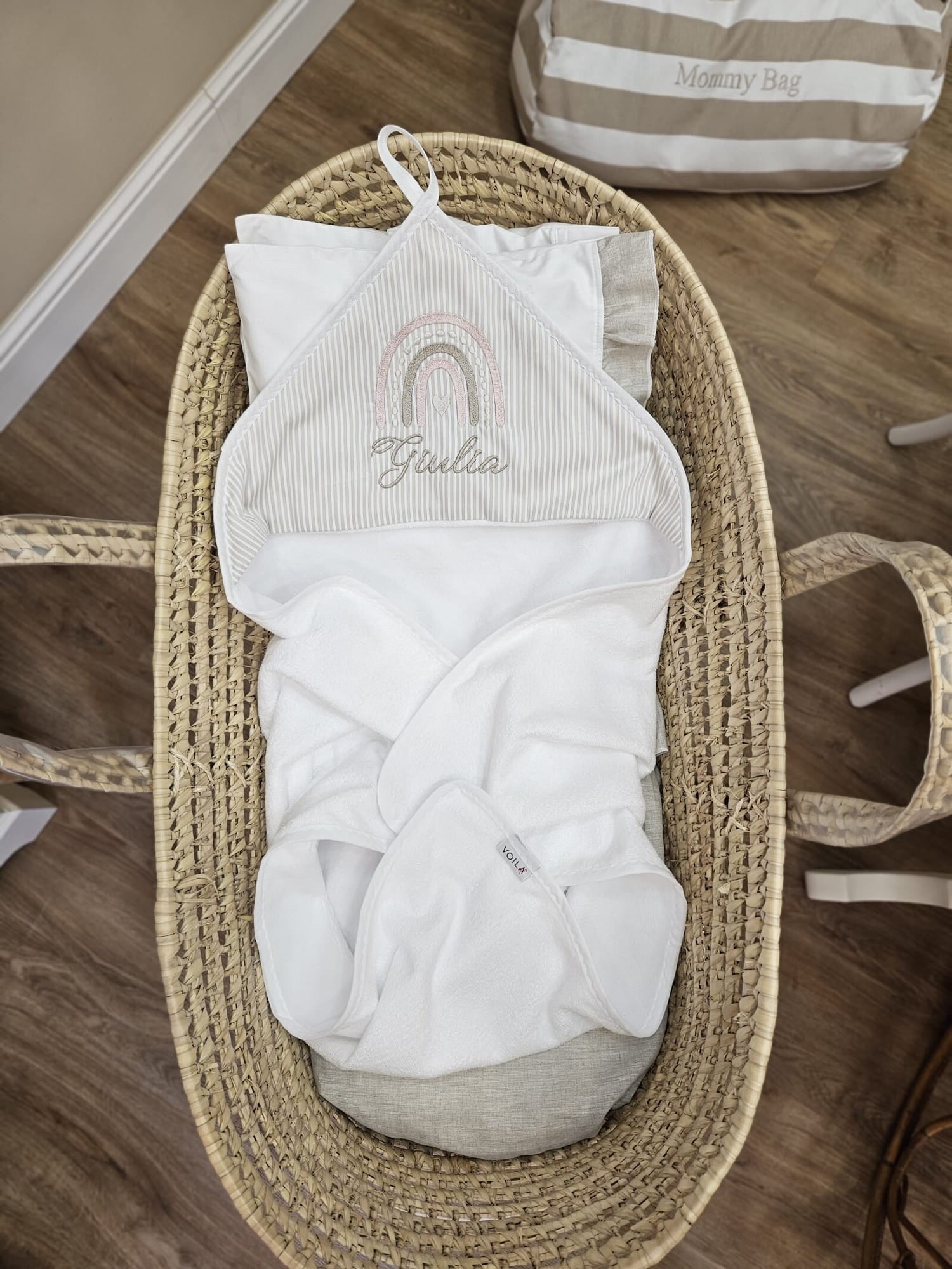 Accappatoio neonato in spugna di bamboo Rainbow