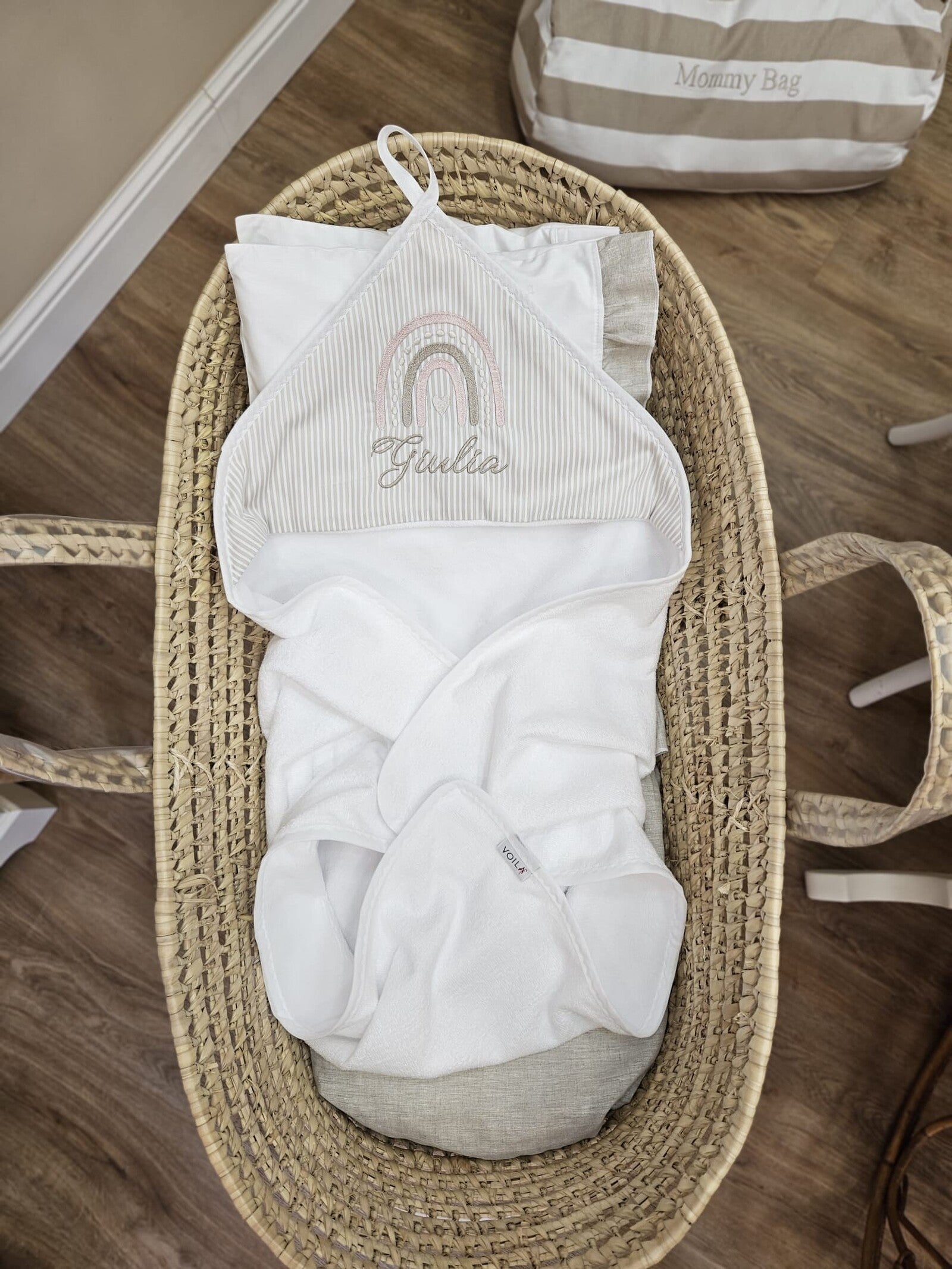 Accappatoio neonato in spugna di bamboo Rainbow