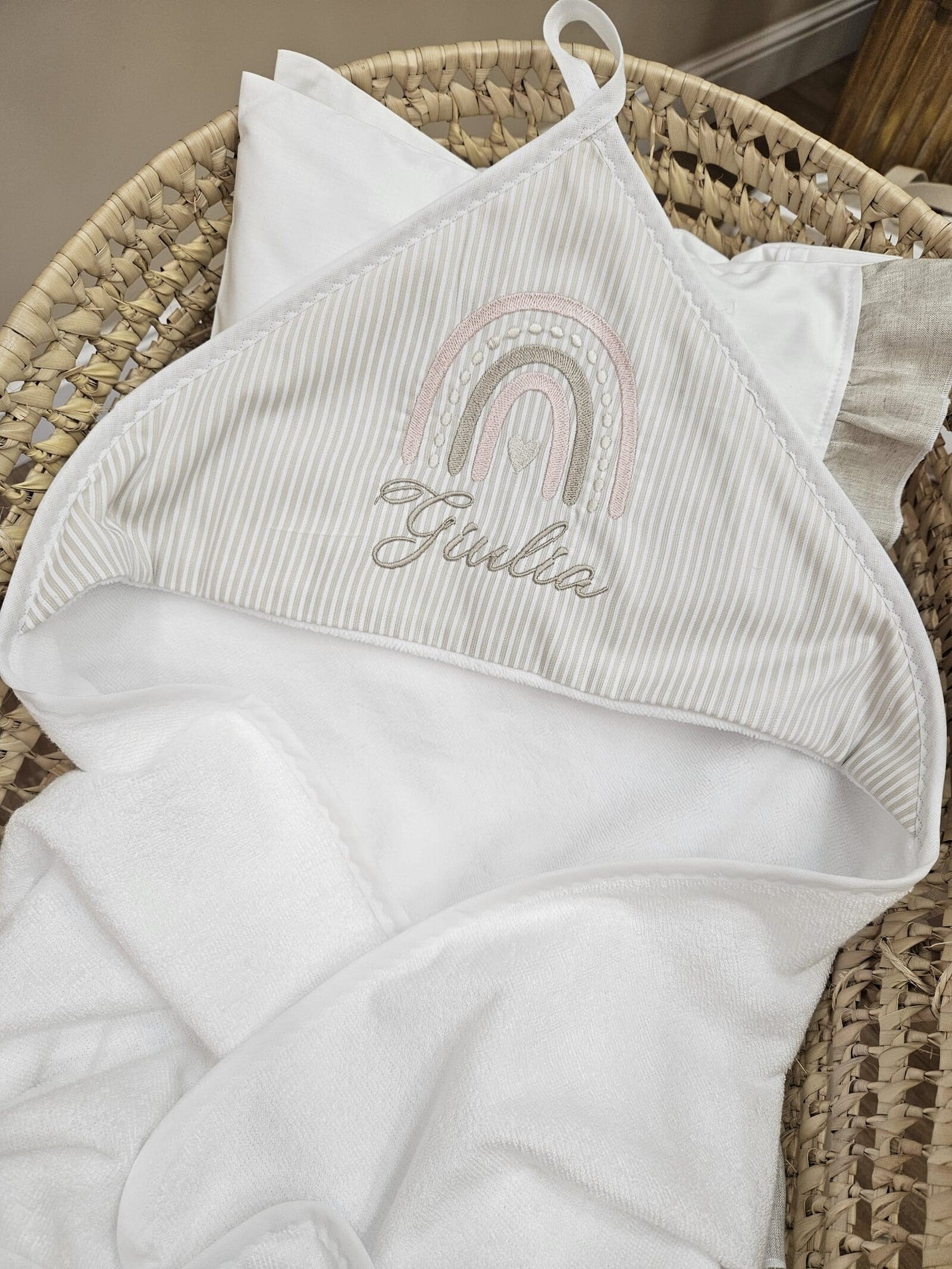 Accappatoio neonato in spugna di bamboo Rainbow