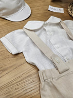 Completo salopette e camicia in lino