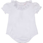 Body mezza manica con colletto a rouche con ricamo di boccioli