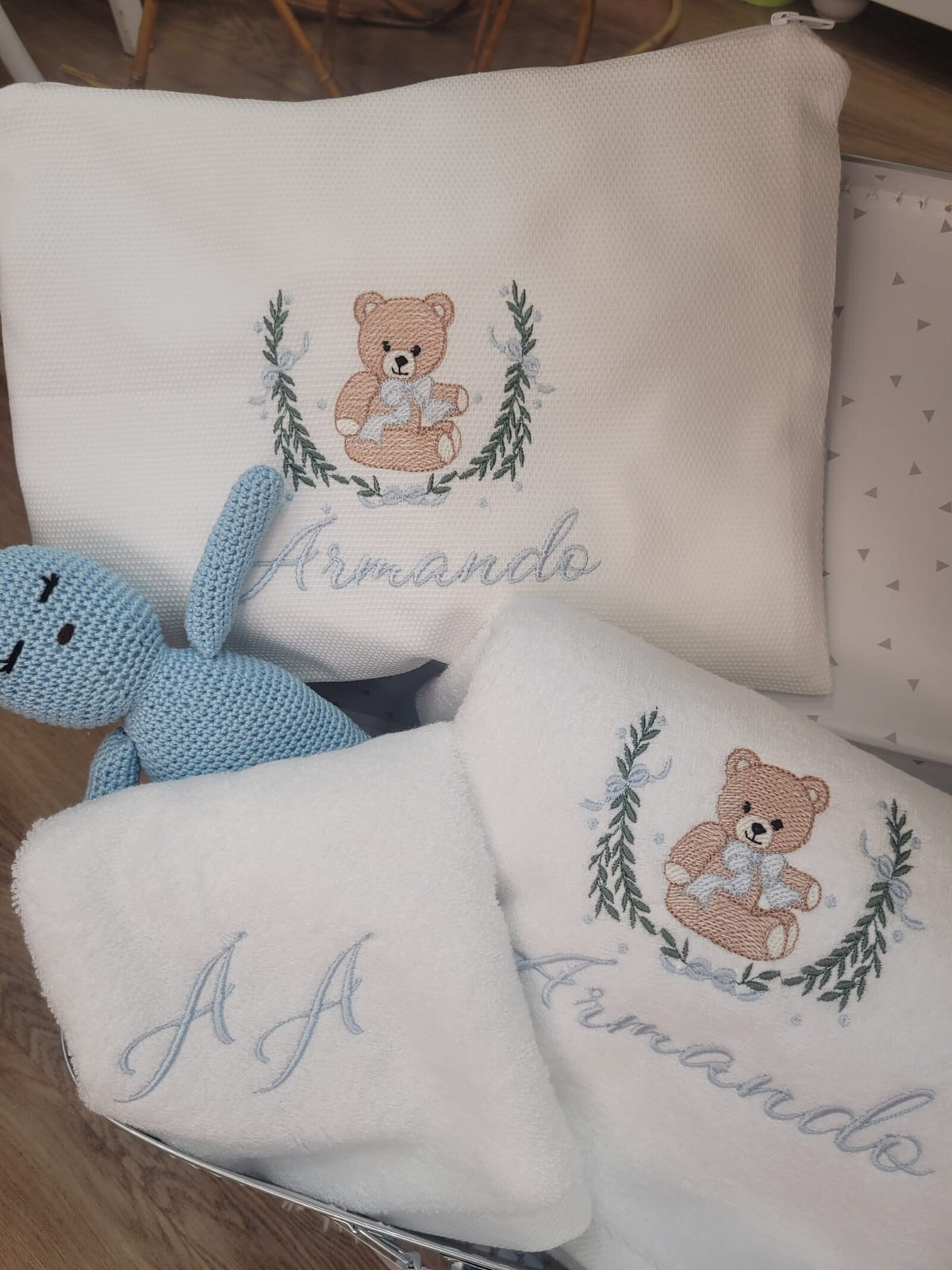 Coordinato da bagno in spugna di cotone con Orsetto