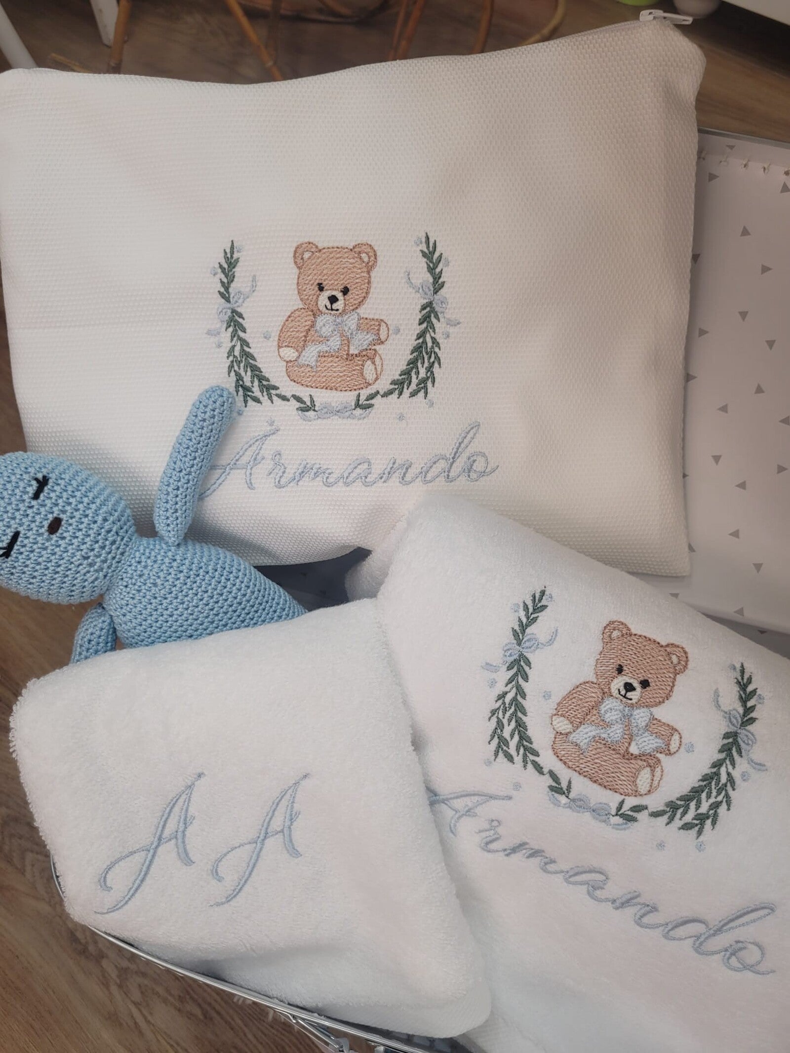 Coordinato da bagno in spugna di cotone con Orsetto