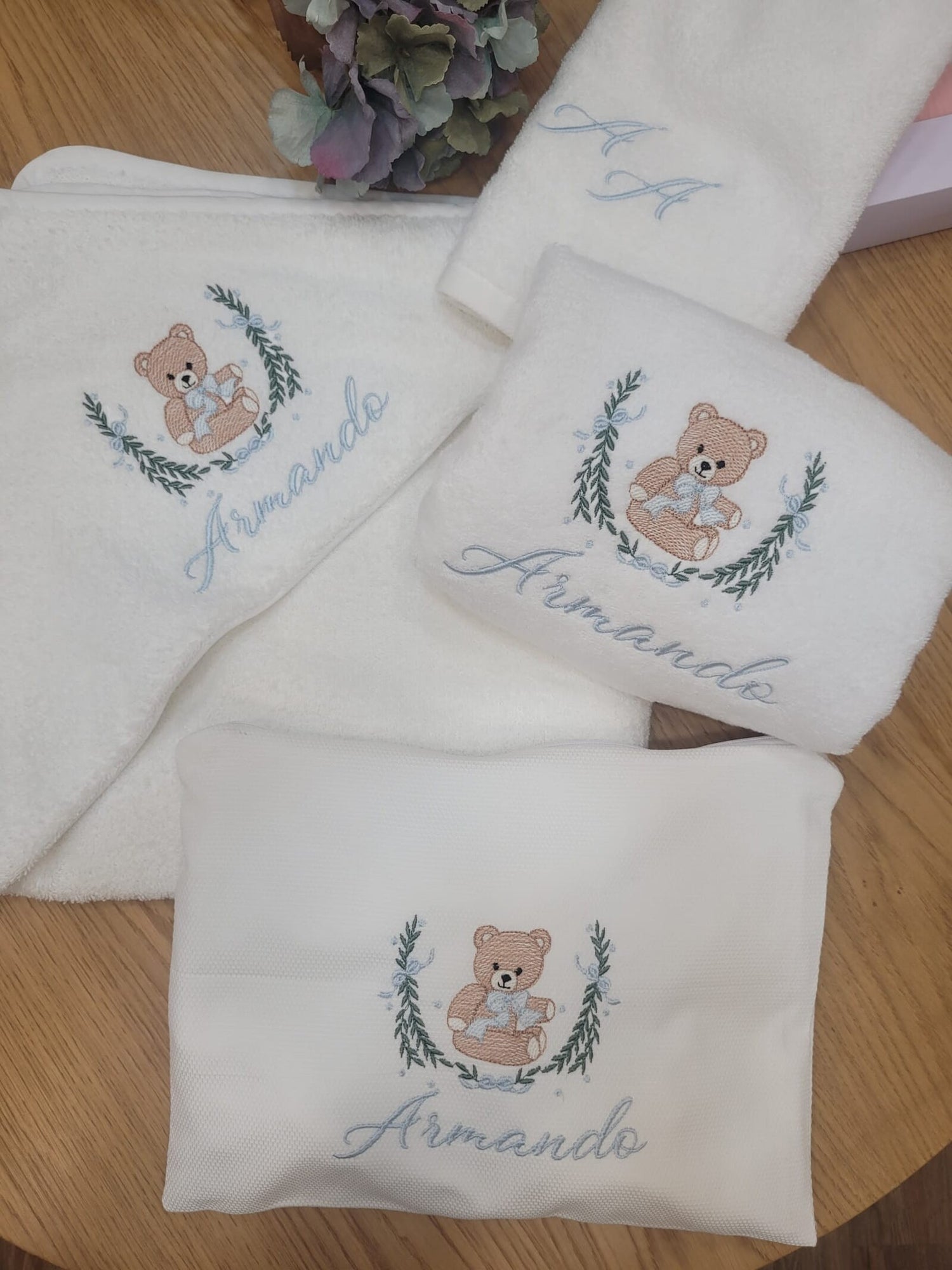 Coordinato da bagno in spugna di cotone con Orsetto