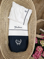 Coordinato nascita in cotone blu, Completo in cotone per carrozzina