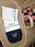 Coordinato nascita in cotone blu, Completo in cotone per carrozzina