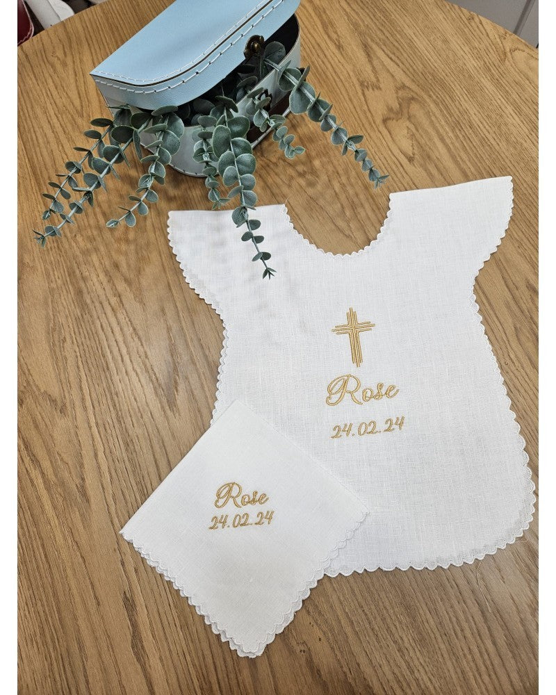 Coordinato Battesimo, Camicino e fazzoletto con smerlo