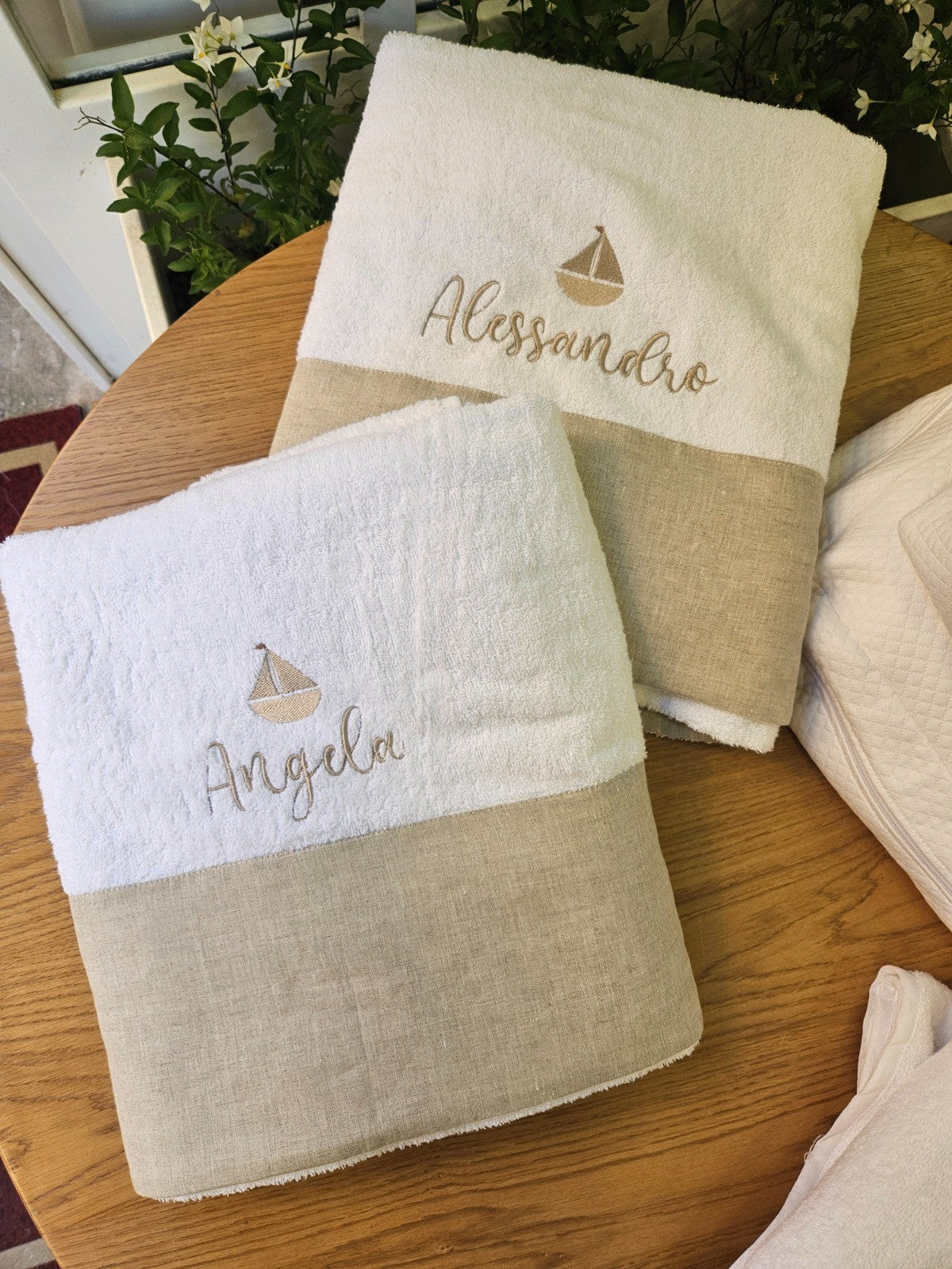 Telo Mare in Spugna di cotone e lino personalizzato