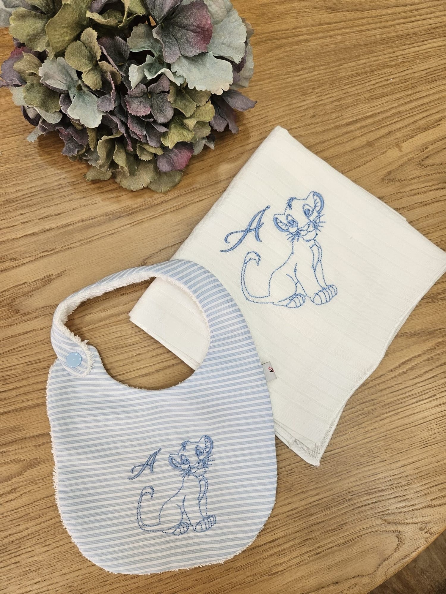 Coordinato Bavaglino Merendina e Quadrato in cotone