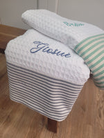 Telo Mare in cotone apone bianco con fascia a righe