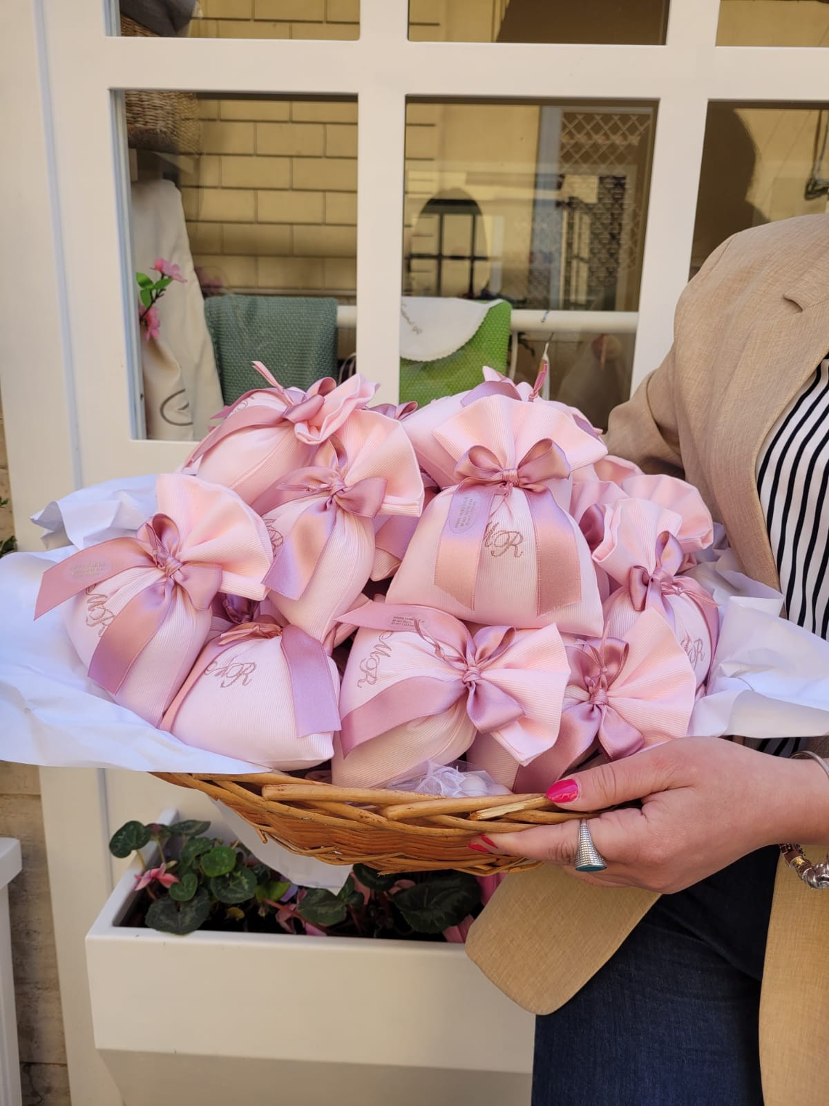 Sacchetto portaconfetti in piquet di cotone basic