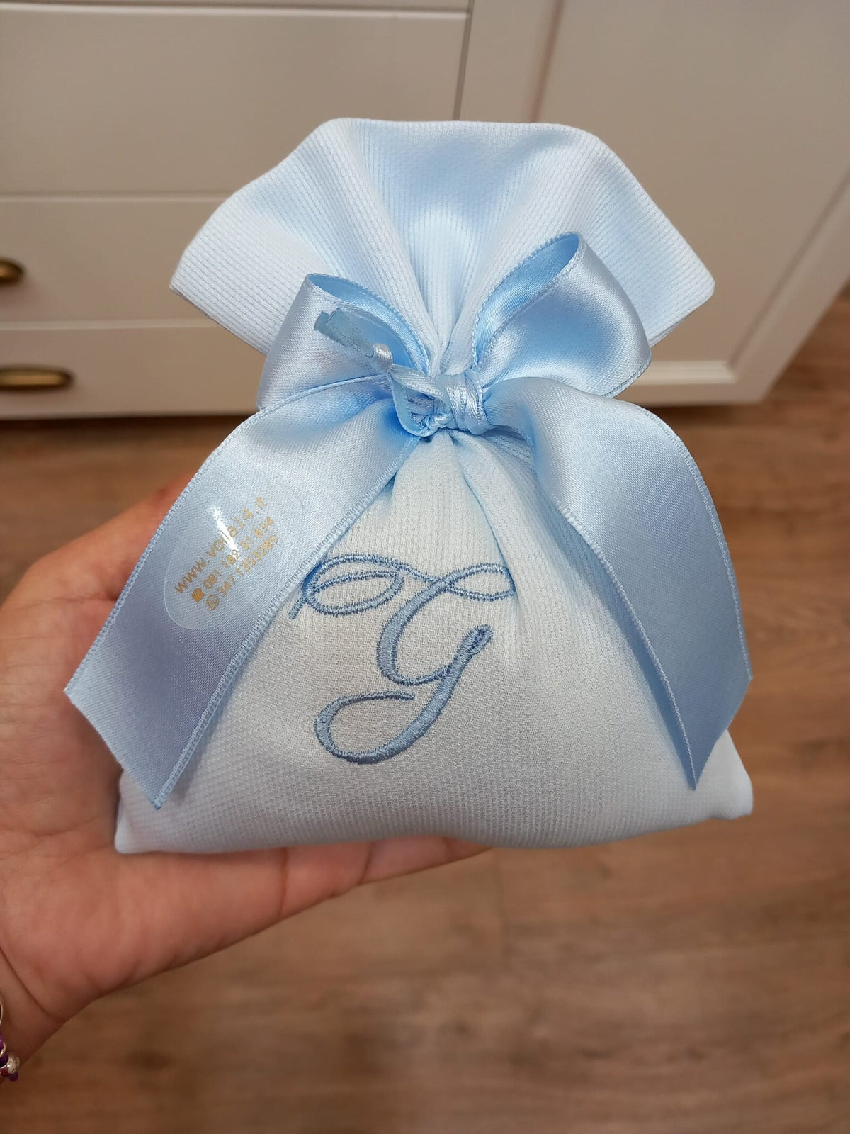 Sacchetto portaconfetti in piquet di cotone basic