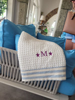 Telo Mare in cotone apone bianco con fascia NAVY