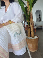 Telo Mare in cotone apone bianco con fascia NAVY