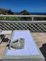 Telo Mare in cotone apone bianco con fascia NAVY