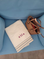 Telo Mare in cotone apone bianco con fascia NAVY