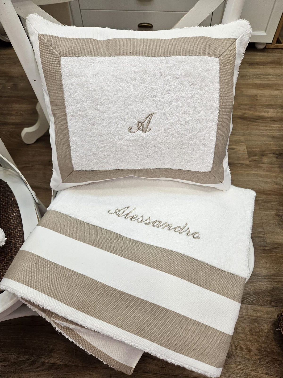 Telo e cuscino in spugna di cotone