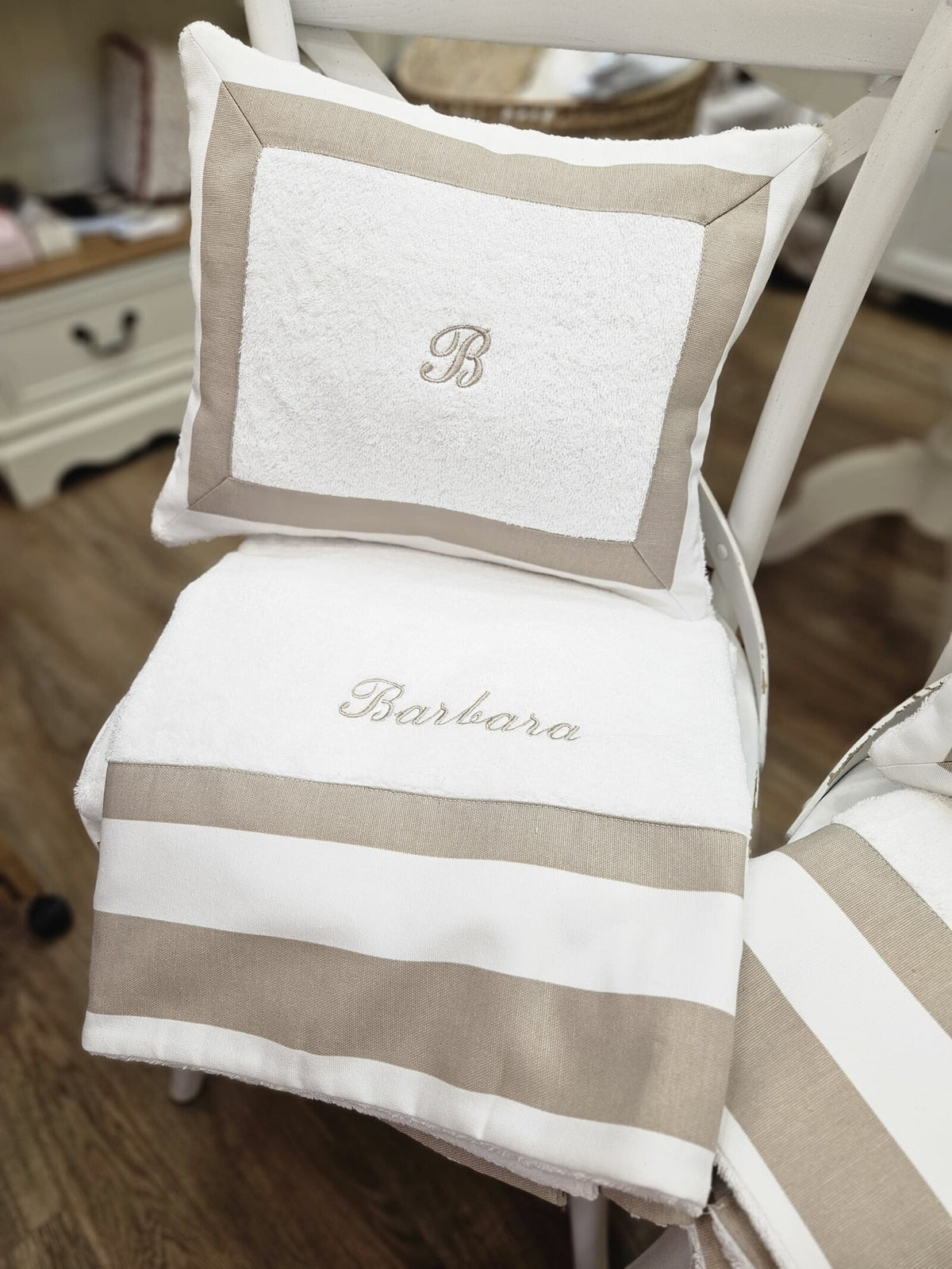 Telo e cuscino in spugna di cotone