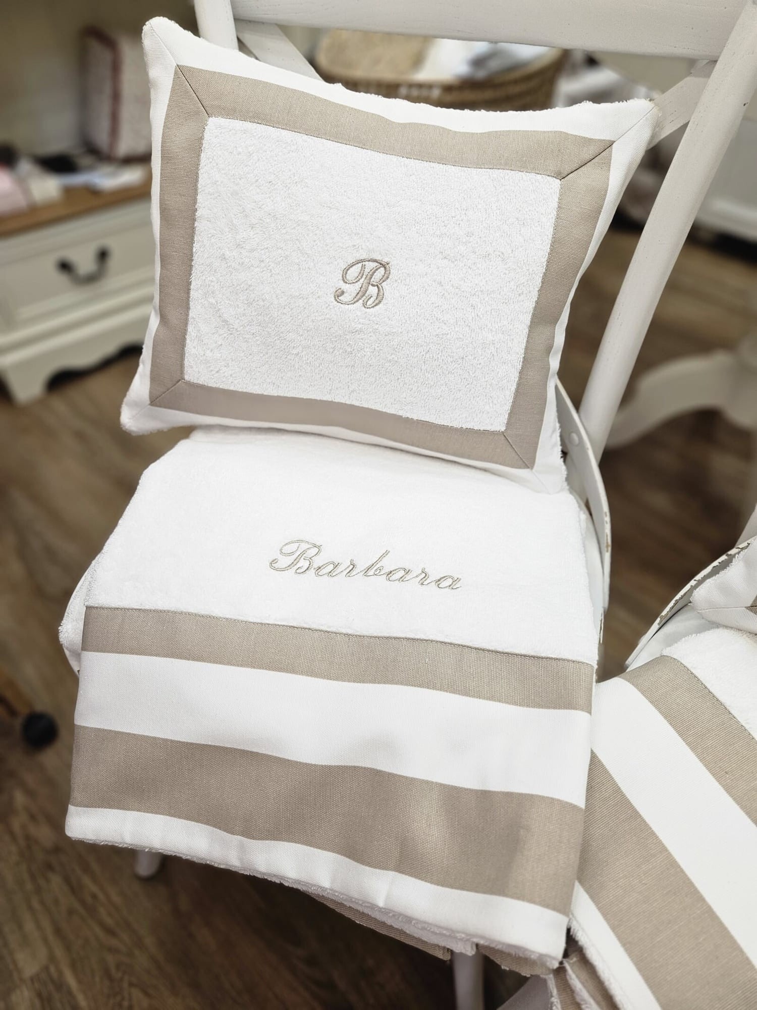 Telo e cuscino in spugna di cotone