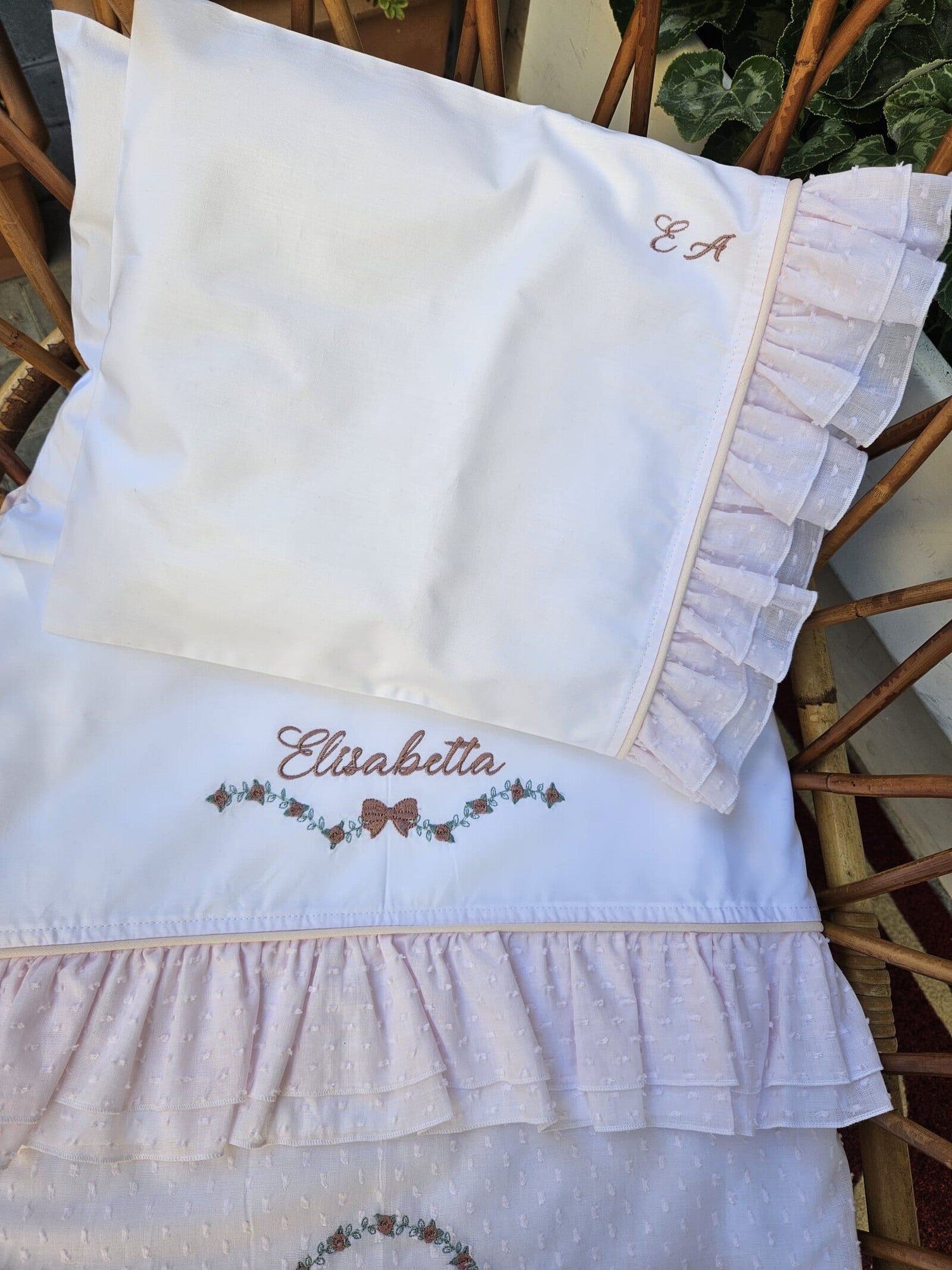 Coordinato nascita, Completo in cotone e plumetis