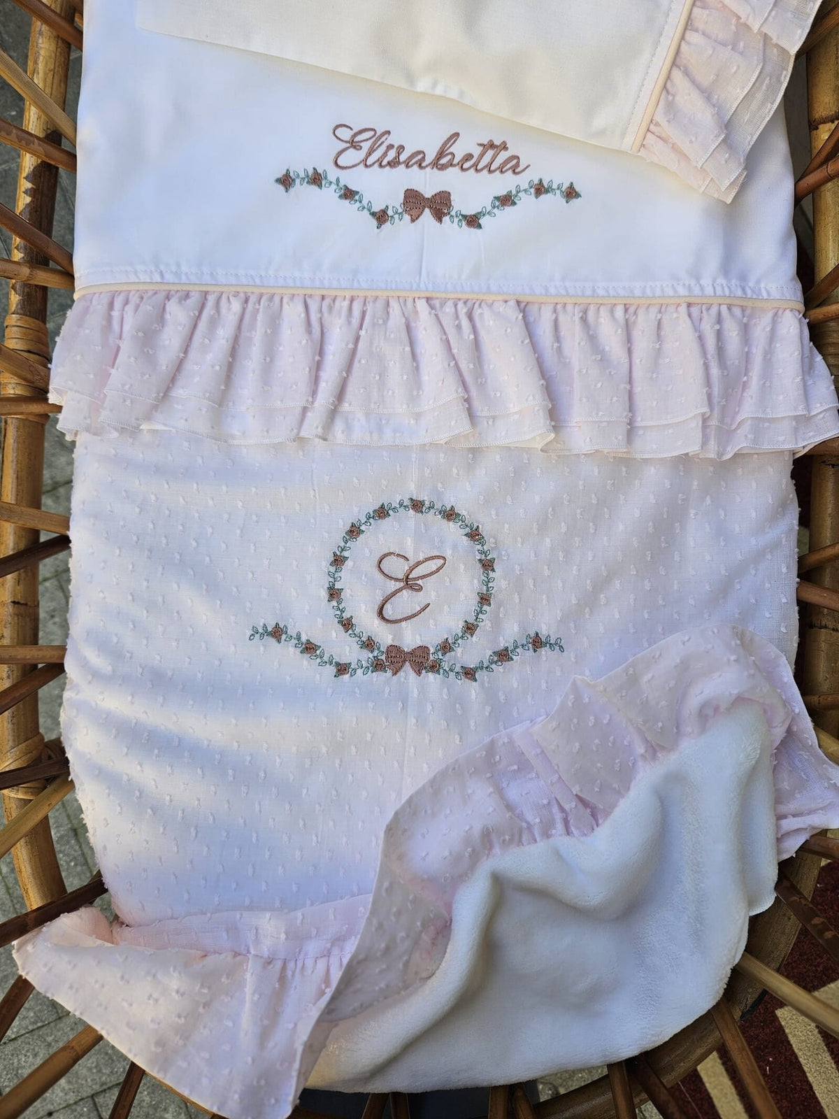 Coordinato nascita, Completo in cotone e plumetis