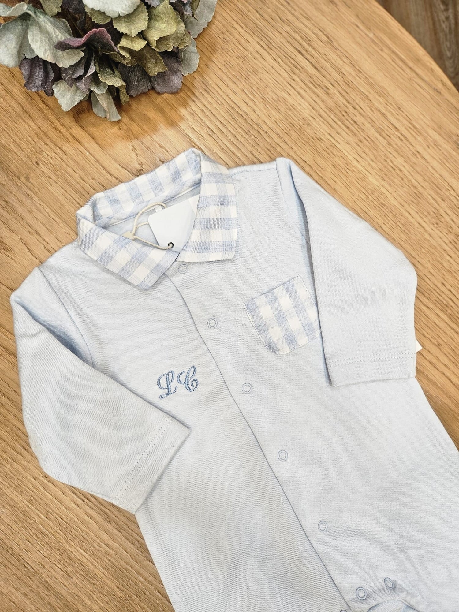 Tutina con dettagli a quadretti 3 mesi