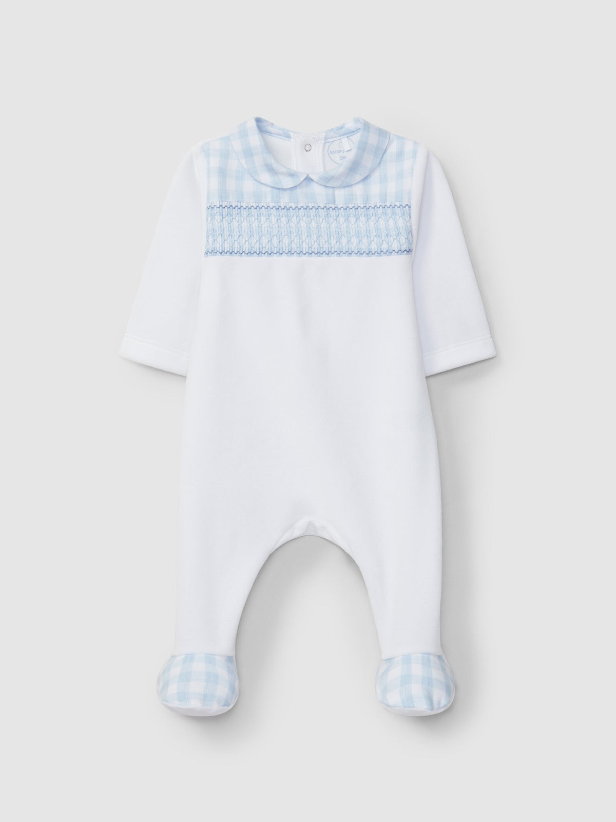 Tutina in jersey di velluto con punto smock