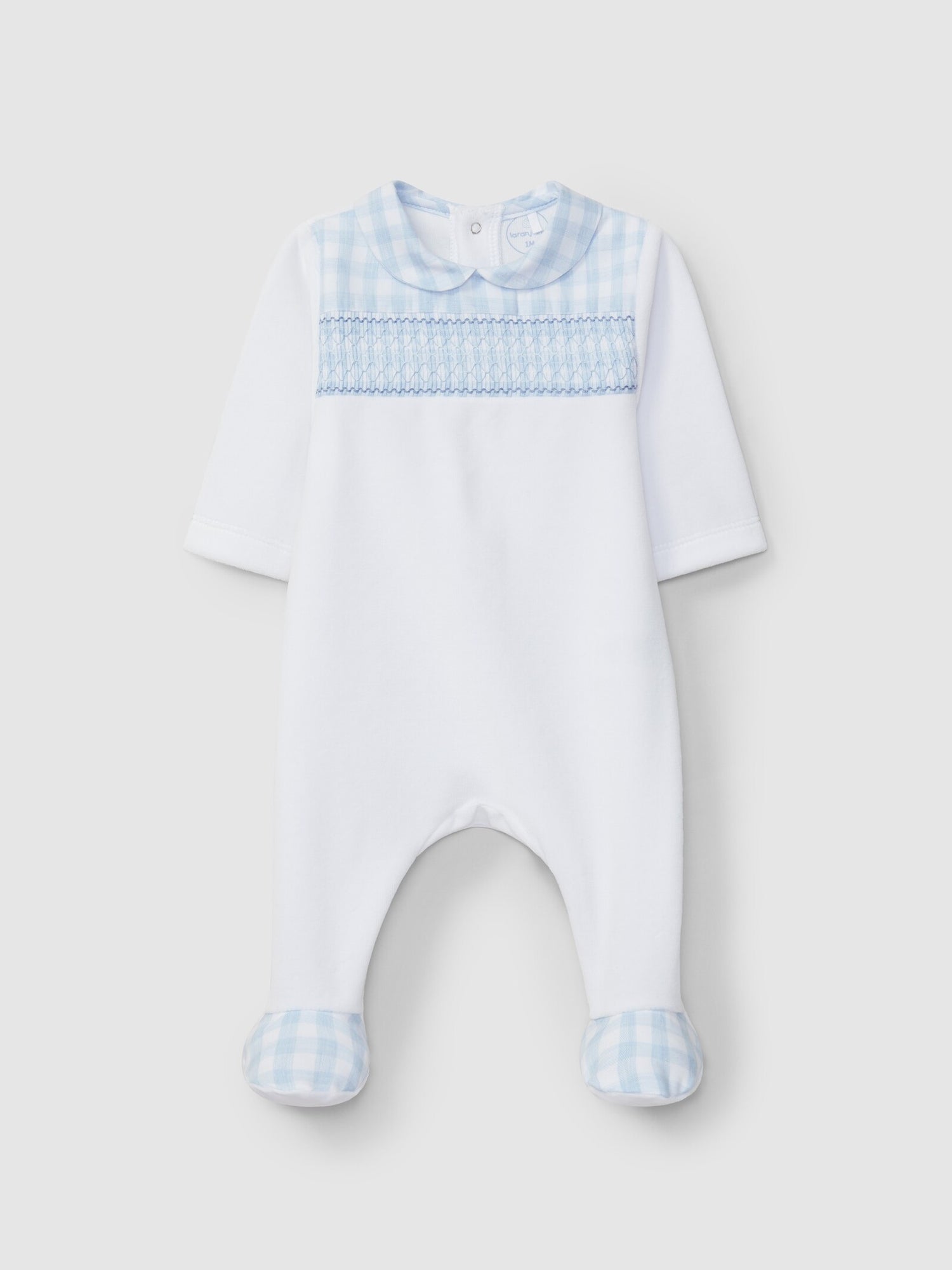 Tutina in jersey di velluto con punto smock