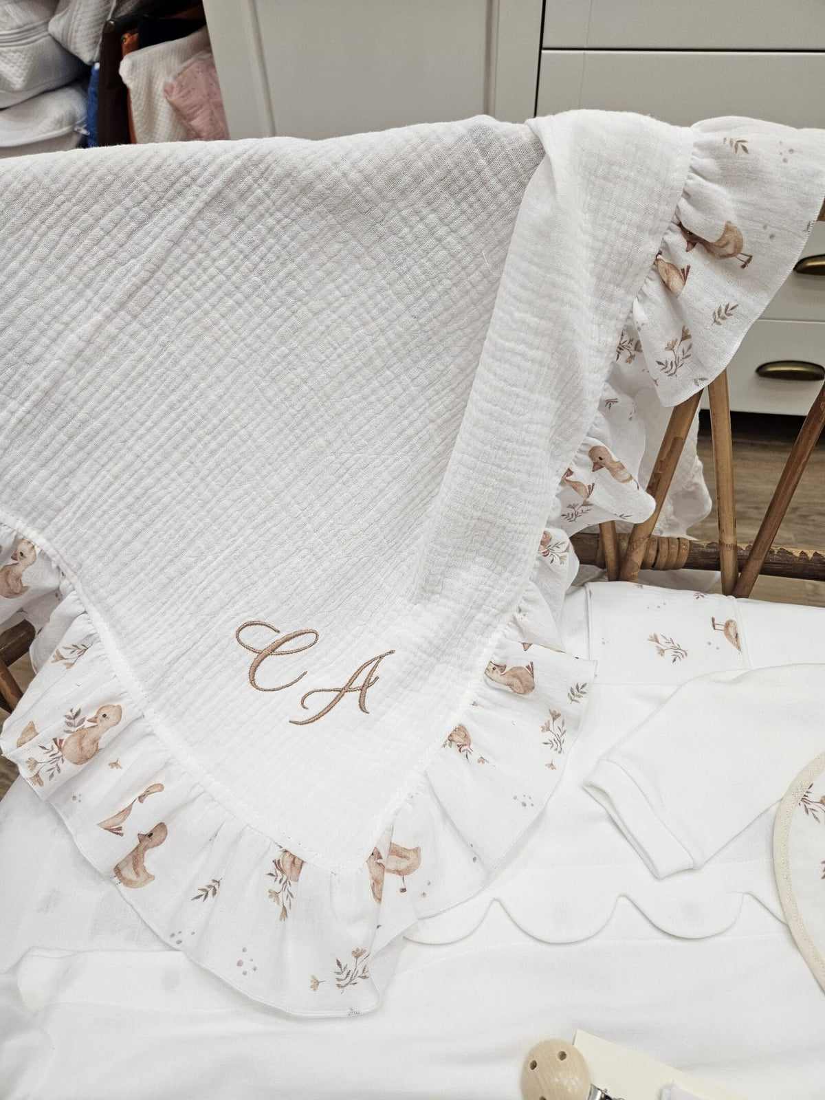 Coordinato mousse lenzuolino, quadrato e bavaglino