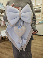 Fiocco Nascita in lino e plumetis modello Leonardo