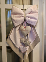 Fiocco Nascita in lino e plumetis modello Leonardo