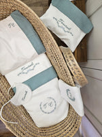 Coordinato nascita Roseline in cotone bianco, Completo in cotone per carrozzina