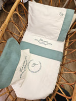 Coordinato nascita Roseline in cotone bianco, Completo in cotone per carrozzina