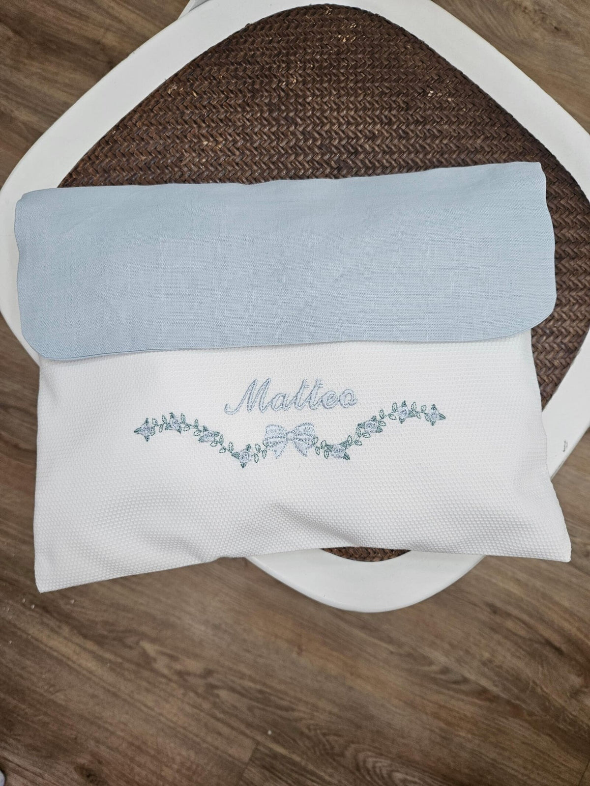 Coordinato nascita Roseline in cotone bianco, Completo in cotone per carrozzina