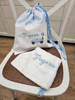 Set asilo personalizzato, sacca e asciugamanino