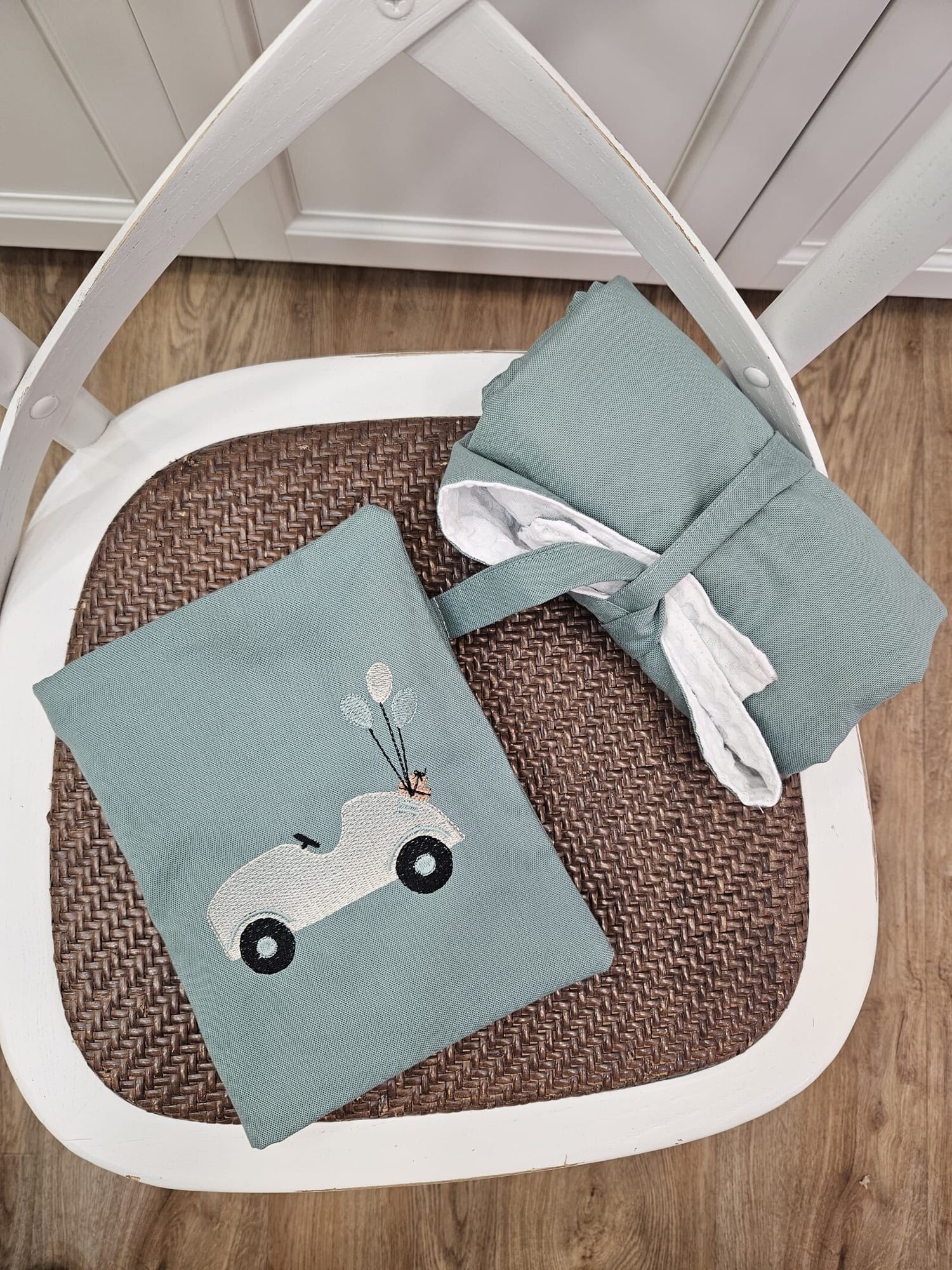 Coordinato per il Cambio, borsello e fasciatoio portatile in cotone