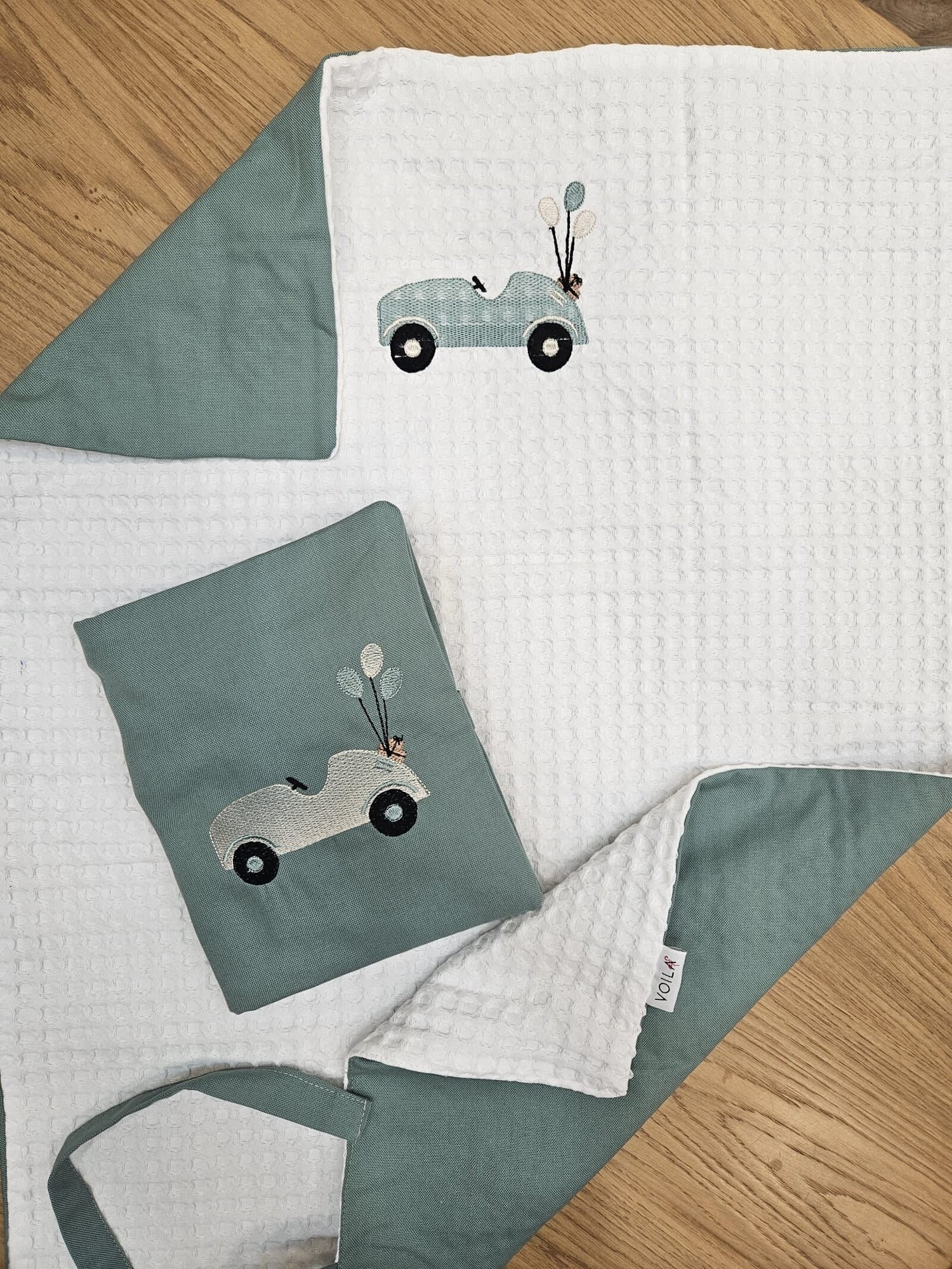 Coordinato per il Cambio, borsello e fasciatoio portatile in cotone