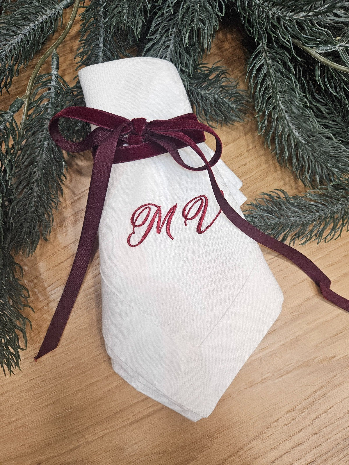 Tovagliolo in lino bianco personalizzato