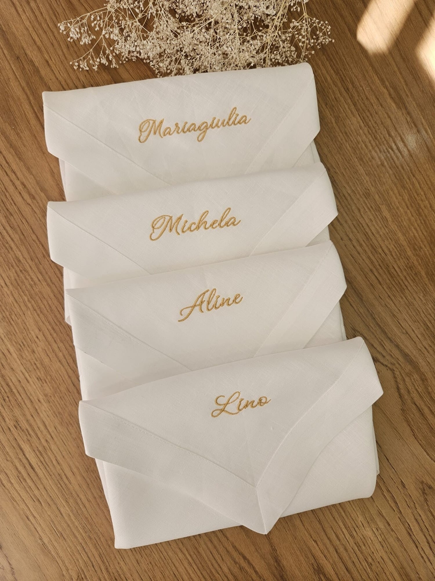 Tovagliolo in lino bianco personalizzato
