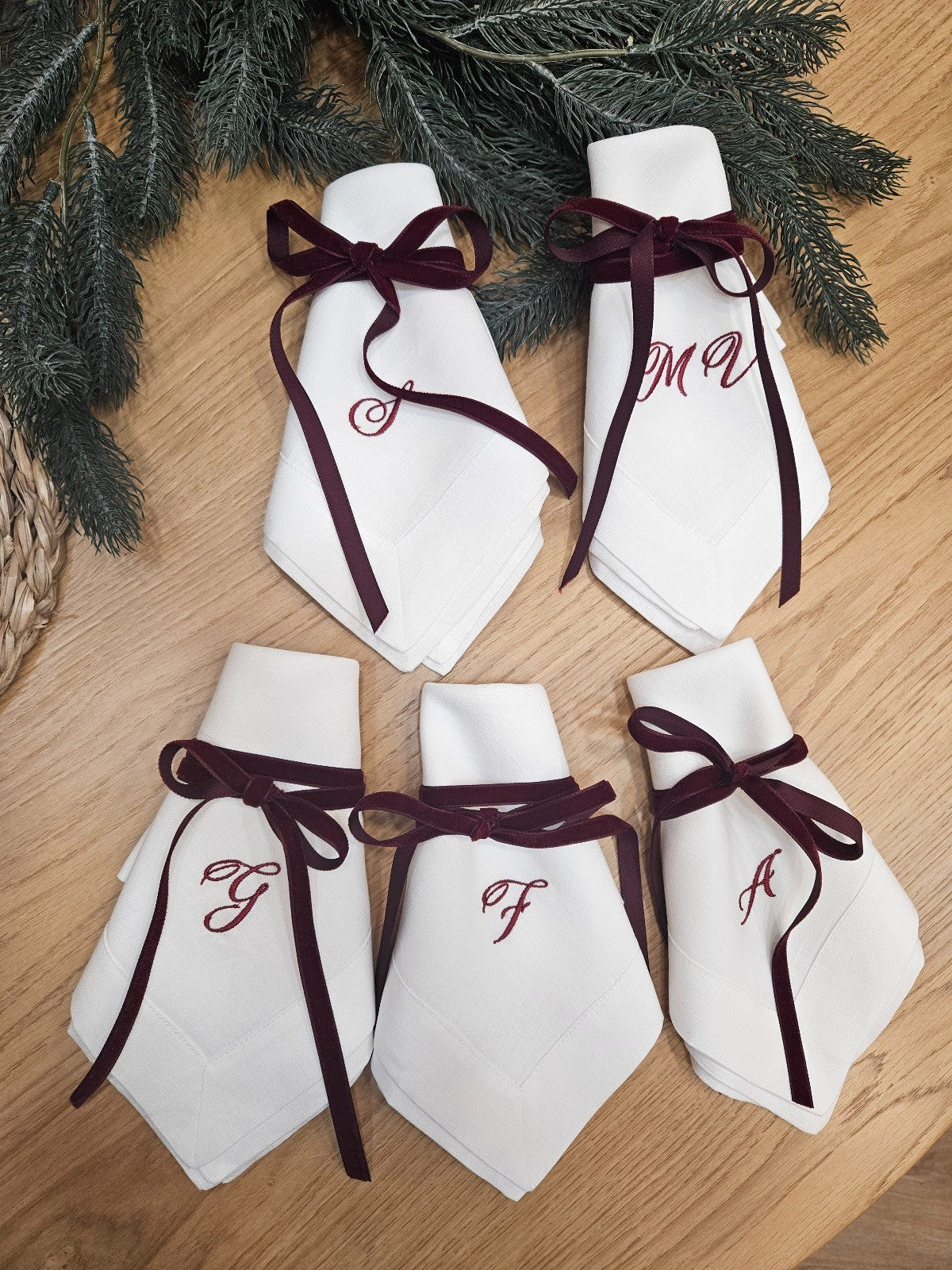 Tovagliolo in lino bianco personalizzato