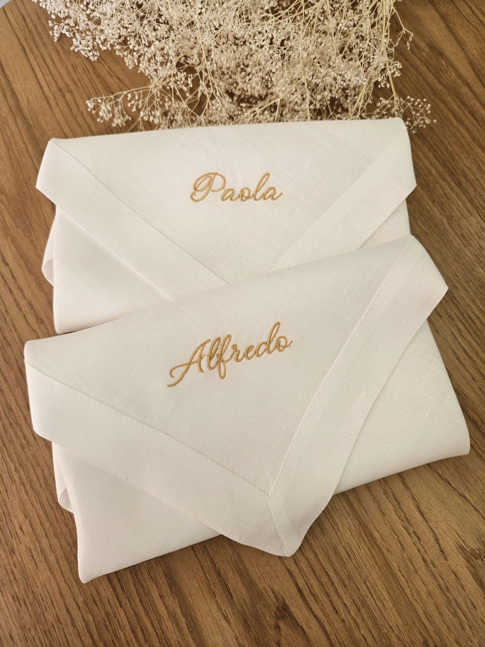 Tovagliolo in lino bianco personalizzato