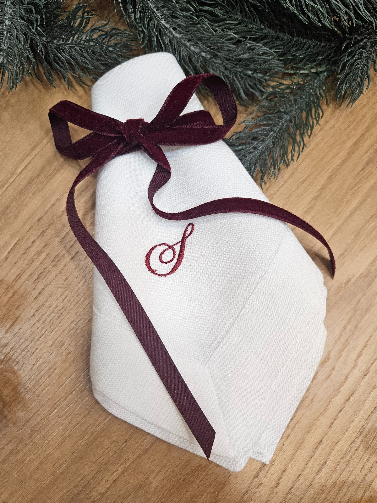 Tovagliolo in lino bianco personalizzato