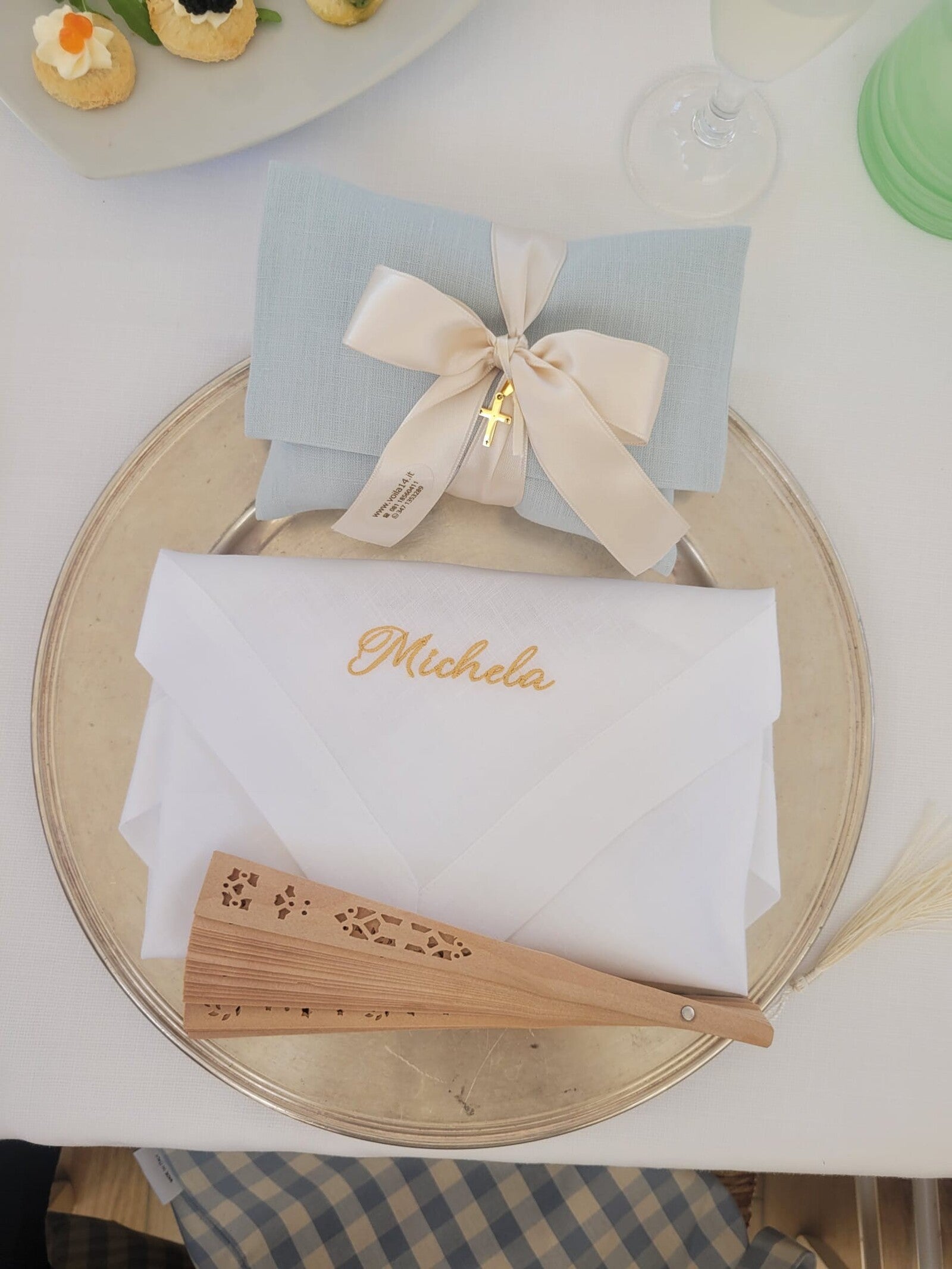 Tovagliolo in lino bianco personalizzato