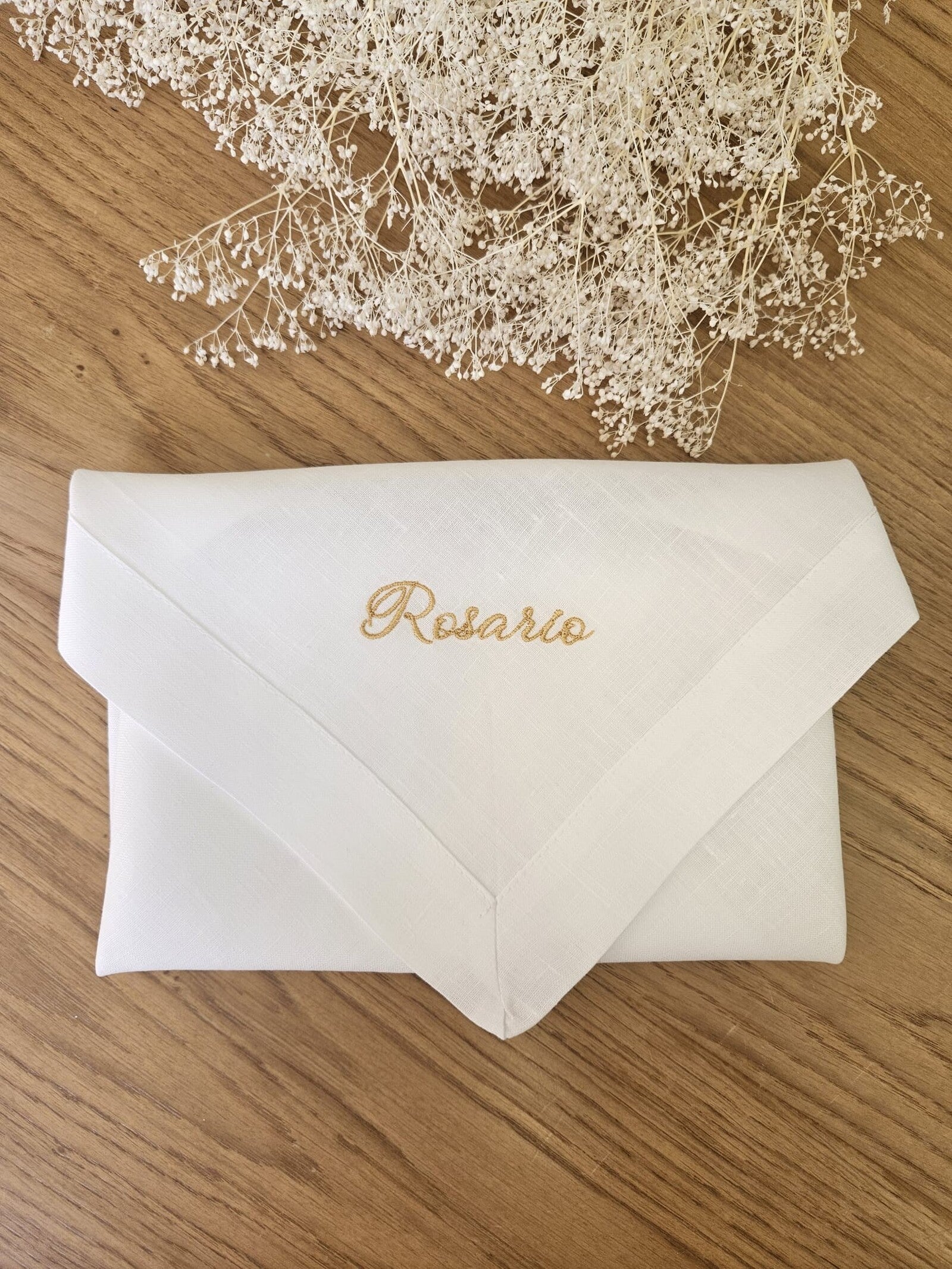 Tovagliolo in lino bianco personalizzato