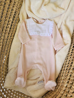 Tutina in jersey di velluto a coste larghe con pettorina colletto