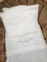 Lenzuolino in puro lino bianco punto a giorno