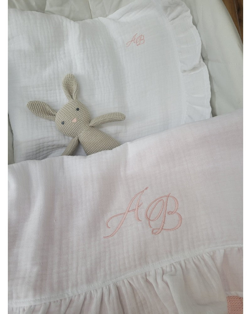 Lenzuolino in mussola di cotone con rouche