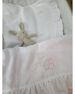 Lenzuolino in mussola di cotone con rouche