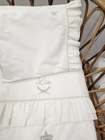 Coordinato nascita panna, Completo in cotone e plumetis