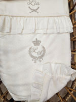 Coordinato nascita panna, Completo in cotone e plumetis